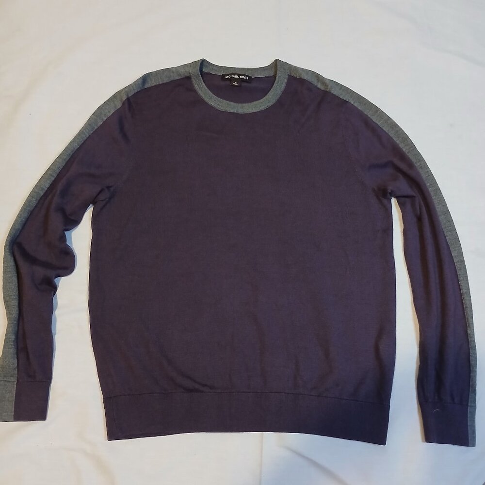 Michael Kors Purple Grey Sweater‎ Long Sleeve Mens XL